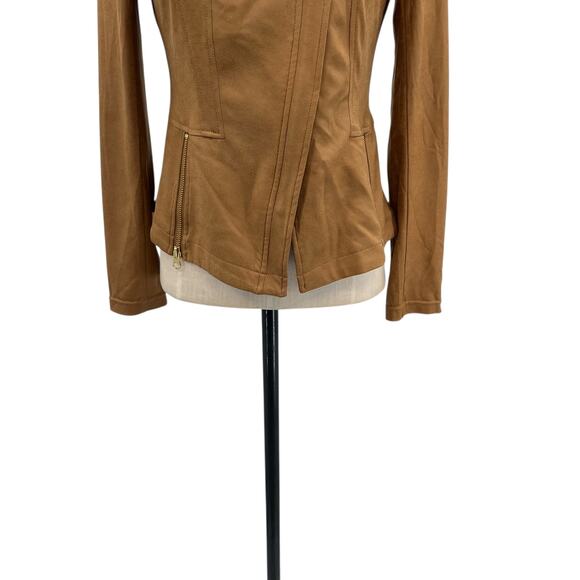 Clara‎ Sun Woo Liquid Leather Moto Jacket Camel Tan Size XS - Picture 5 of 14